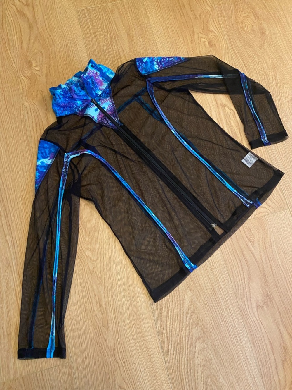 Parsley & Sage Sheer Mesh Zip-up Jacket Size Medium Wire Neck Collar Lagenlook